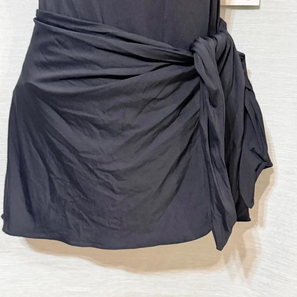 Contours by Coco Reef Shapemaker Black One Piece Swimsuit Sarong Tie 10/34C NEW